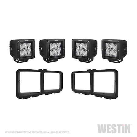 Westin Automotive SQUARE LED LIGHT KIT FOR OUTLAW FRONT BUMPERS INCL 4 HYPERQ LED LIGHTS & 2 BRACKETS TEXT BLK 58-9915